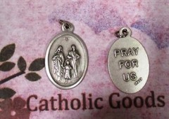 Holy Family – Pray for Us – Italian Antique Silver tone OX 1 inch Medal