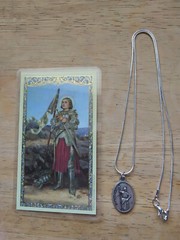 St Joan of Arc Pray for Us Medal 925 Sterling Silver chain necklace+ prayer card