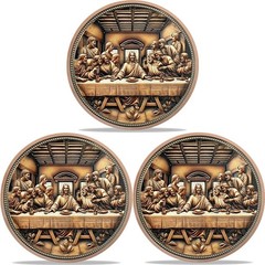 3 Pcs Jesus Christ & Last Supper Religious Coin Great Religious Keepsake Gifts