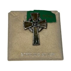 VTG Sol Dor Celtic Christian Cross Connemara Marble Pin Brooch w Org Box/Tag