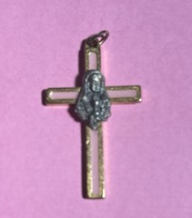 Virgin Mary Pink Cross Enameled Pendant , Made In Italy