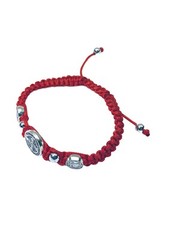 Saint St Benedict Red Medal Trinity Bracelet Pulsera Roja De San Benito