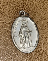 Vintage Saint Dymphna Aluminum Medal, Italy