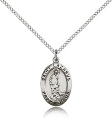 Saint Lazarus Medal For Women – .925 Sterling Silver Necklace On 18 Chain – …