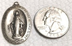 Antique 1920’s Catholic Sterling Silver Virgin Mary Medal Pendant