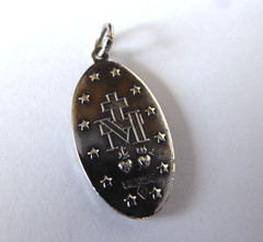 Vintage Chapel Solid Sterling Silver Miraculous Medal Pendant Virgin Mary 1830