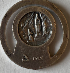 VTG ITALY SILVER PLATE OUR LADY OF LOURDES BERNADETTE MEDAL 7/8″
