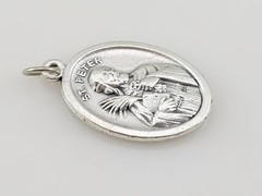 Saint Paul / Saint Peter Medal Pendant Italy 1-inch Silver Tone Metal
