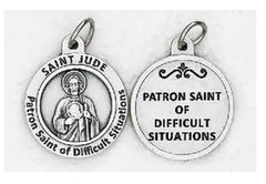 Saint St. Jude -Patron Saint of Difficult Situations – Silver Tone Round- Medal