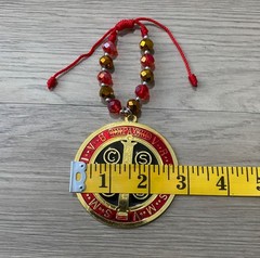 Catholic St Benedict Large 3” Medal Golden Tone Black Red Medalla de San Benito
