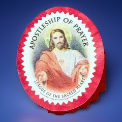 Vintage Catholic Felt Scapular Apostleship Prayer Sacred Heart Religious Medal