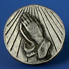 Vintage Catholic Serenity Prayer Hands Religious Medal Pocket Token
