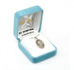 St. Dymphna Sterling Silver Oval 1.1″ Medal, Gift Box, 24″ Chain, US Made