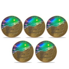 5pcs Inspirational Christian Coin Footprint In The Sand Matthew 11:28 Verse Coin