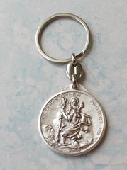 ST CHRISTOPHER OUR LADY OF GRACE Saint Medal KEYCHAIN KEY RING Protection Italy