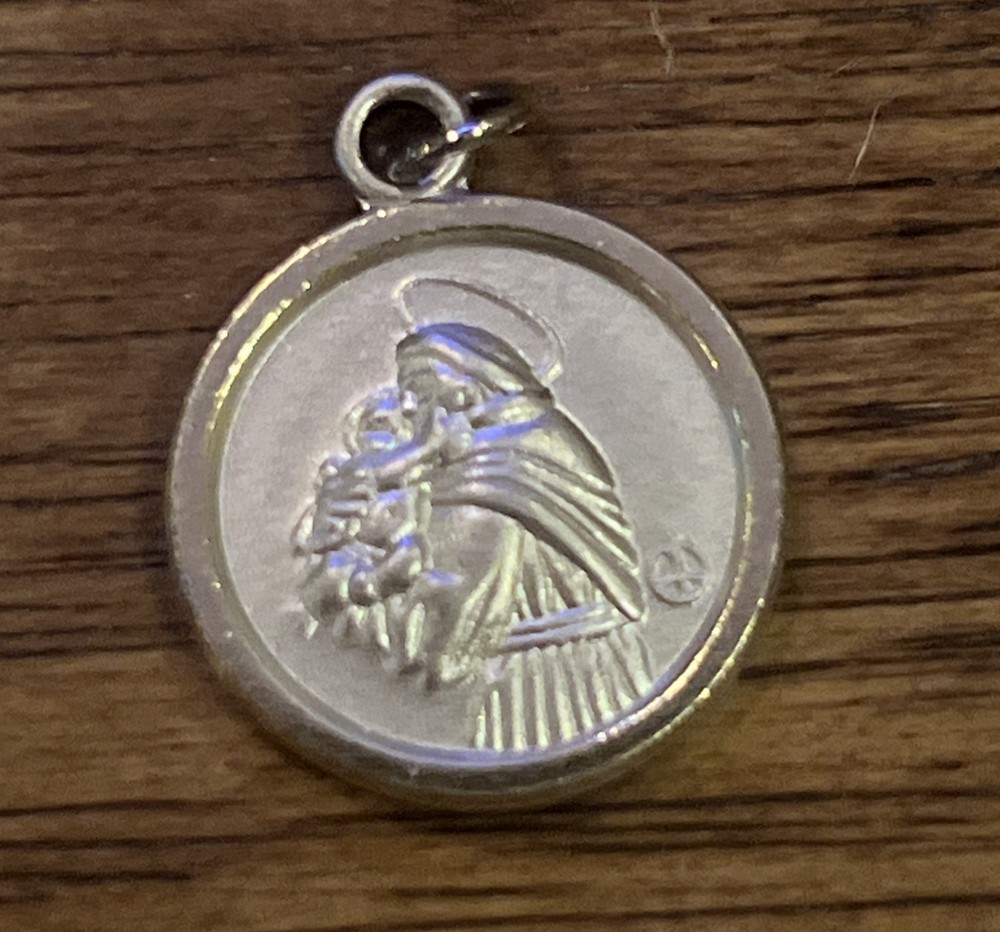 St. Anthony of Padua Catholic Medal Charm Pendant Silver Tone Metal Vintage