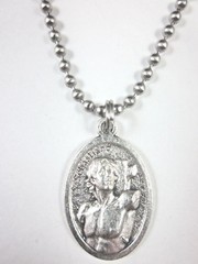 St Sebastian Medal Italy Pendant Necklace 24″ Ball Chain Gift Box & Prayer Card