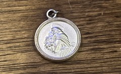 St. Anthony of Padua Catholic Medal Charm Pendant Silver Tone Metal Vintage