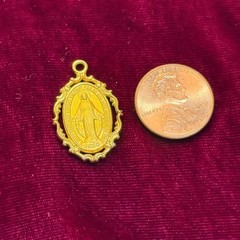 CHAPEL 18k Gold Plate Our Lady of Miraculous Medal Sterling Silver Italy 1 Inch