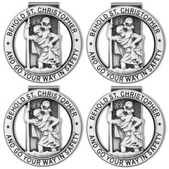 4 Pack St Christopher Medal for Car Visor Clip Religious Catholic Badge Clip