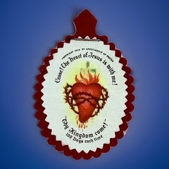 Vintage Catholic Felt Scapular Apostleship Prayer Sacred Heart Religious Medal