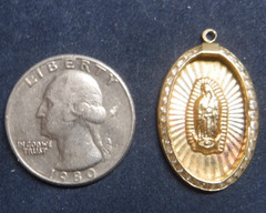 14K Our Lady of Guadalupe Medal Pendant, .585 Gold Catholic Medal 1.56 G