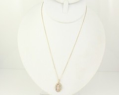 Lady of Guadalupe Medal Necklace 925 Silver Vermeil Lab-Created Cubic Zirconia