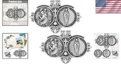 2 Pack St. Christopher Medal for Car Sun Visor Clip Decor Catholic Gift