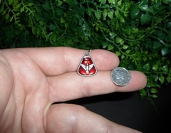 Vintage red enamel – ASCENDING HOLY SPIRIT – dove bird – Catholic pendant MEDAL