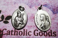 Saint Patrick & Saint Bridget – Ox Italian Antique Silver Tone 1 inch Medal