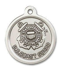 Sterling Silver St Christopher US Coast Guard Medal Pendant Necklace 24″Chain