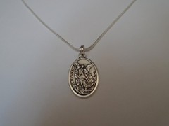 St Michael Pray for Us Medal 925 Sterling Silver Snake Chain Necklace+ holy card