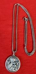 CHRISTIAN New MEDAL FOR SAINT MARY WITH CHAIN SILVER PLATED ITALY