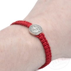 Silver Saint St Benedict Medal Red Unity Bracelet Pulsera Roja De San Benito