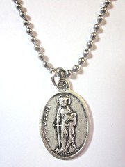 St Dymphna Medal Italy Pendant Necklace 24″ Ball Chain Gift Box & Prayer Card