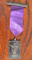 VTG ANTIQUE SILVER MEDAL Heart of Jesus of Montmartre Paris Penin Poncet Ribbon