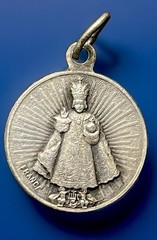 Vintage Catholic Infant Of Prague Silver Tone Religious Medal
