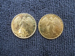 2 Guardian Angel Pocket Medal Coin lucky Token and Prayer, Gold Tone Tokens