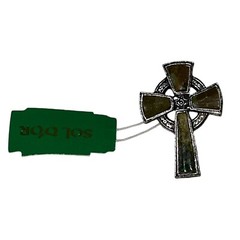 VTG Sol Dor Celtic Christian Cross Connemara Marble Pin Brooch w Org Box/Tag