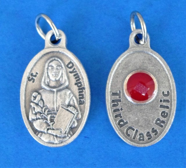 St. Saint Dymphna + Third Class Relic – OX 1 inch Medal