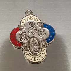 VTG Catholic Air Land Sea Military 4 Way Cross Sterling Silver Medal Pendant