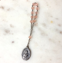 St. Therese Chaplet Pink Crystal Rosary Made In Italy Christian Jewelry