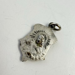 Vintage Saint Therese of Lisieux Pink Art Nouveau Silvertone Medal Charm Pendant
