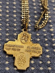 Vintage 24″ STERLING SILVER ST.CHRISTOPHER & ST JOSEPH NECKLACE » PRAY FOR US»