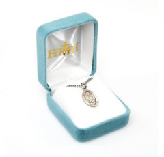 St. Michael Sterling Silver Oval 0.9″ Medal, Gift Box, 18″ Chain, US Made