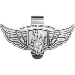 St Christopher Medal Car Saint Christopher Visor Clip Angel Wings Auto Sun Visor
