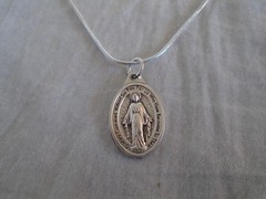 1″ Italian Silver Miraculous Medal Italy 925 Sterling Snake Chain Necklace Card