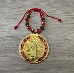 Catholic St Benedict Large 3” Medal Golden Tone Black Red Medalla de San Benito