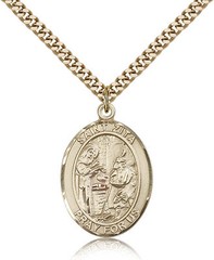 Saint Zita Medal For Men – Gold Filled Necklace On 24 Chain – 30 Day Money B…