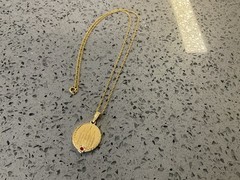 LDS Young Women Temple Medallion Red Stone 12K GF Chain